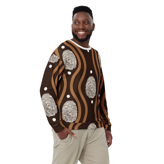 Graphic Sweatshirt for Men - Brown White Geometric Lines-0