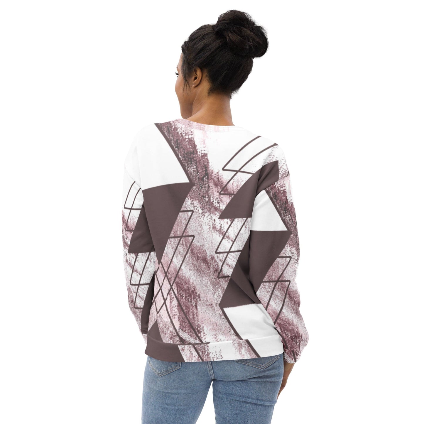 Graphic Sweatshirt for Women Mauve Rose and White Triangular-1