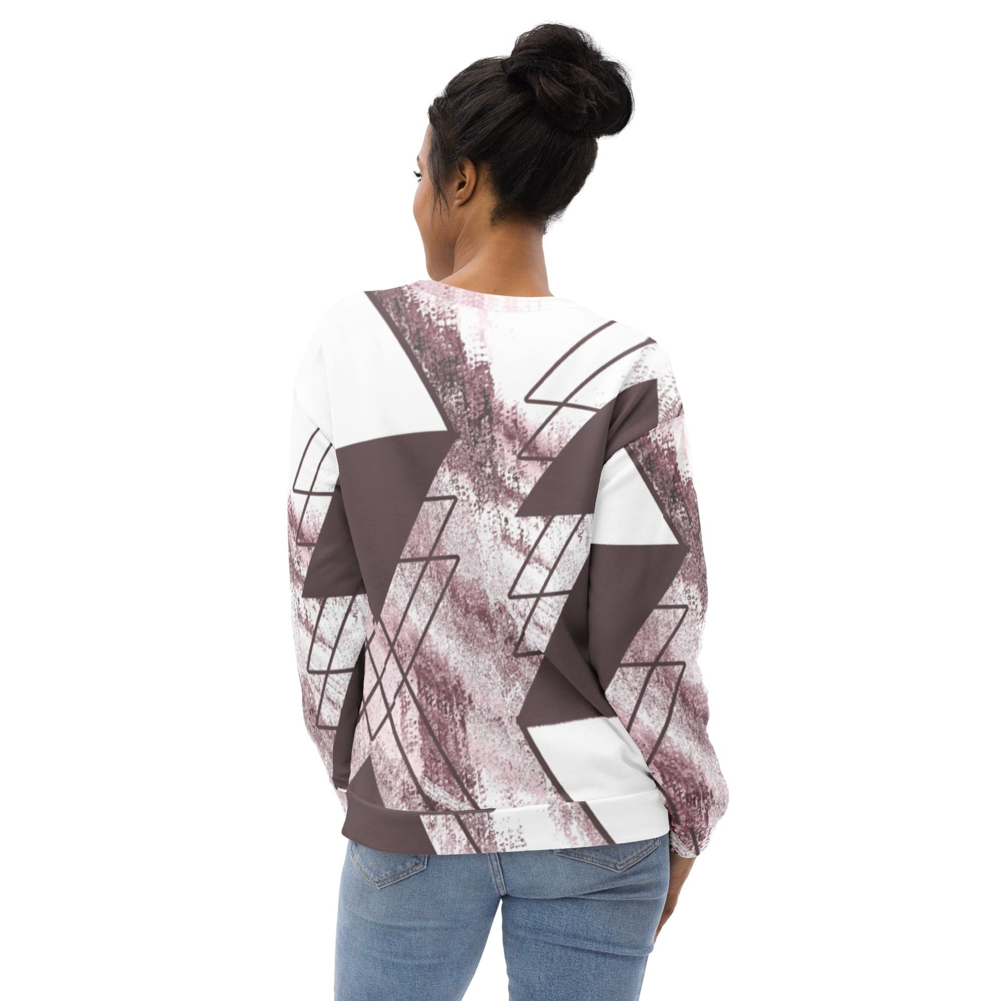 Graphic Sweatshirt for Women Mauve Rose and White Triangular-1