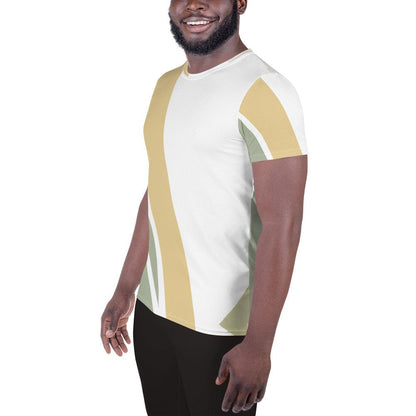 Mens Stretch Fit Athletic Sports T-shirt - Green Abstract Geometric-3