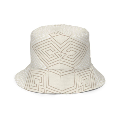 Reversible Bucket Hat Beige Brown Aztec Geometric Lines-2