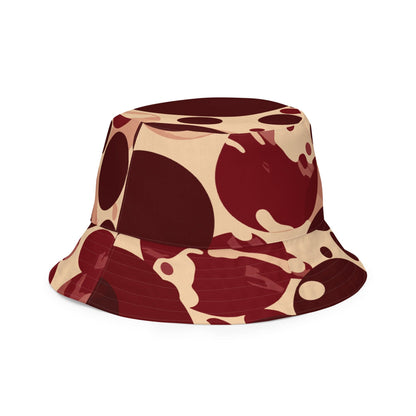 Reversible Bucket Hat Burgundy Beige Circular Print-1