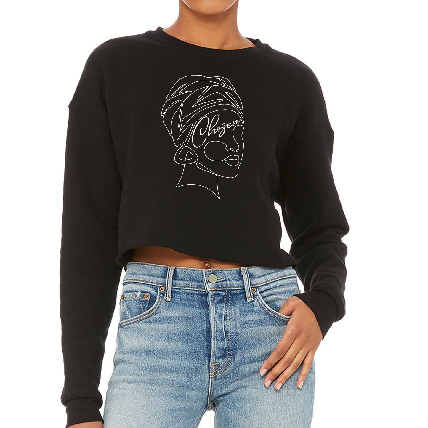 Womens Cropped Graphic Sweatshirt Say it Soul - Line Art Woman - Self-0