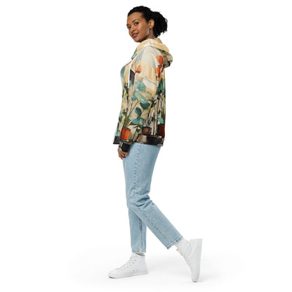 Womens Graphic Zip Hoodie Rustic Botanical Plants-4